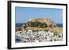 White Rooftops of Lindos with the Acropolis of Lindos, Rhodes, Dodecanese, Greek Islands, Greece-Chris Hepburn-Framed Photographic Print