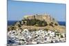 White Rooftops of Lindos with the Acropolis of Lindos, Rhodes, Dodecanese, Greek Islands, Greece-Chris Hepburn-Mounted Photographic Print