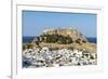 White Rooftops of Lindos with the Acropolis of Lindos, Rhodes, Dodecanese, Greek Islands, Greece-Chris Hepburn-Framed Photographic Print