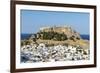 White Rooftops of Lindos with the Acropolis of Lindos, Rhodes, Dodecanese, Greek Islands, Greece-Chris Hepburn-Framed Photographic Print