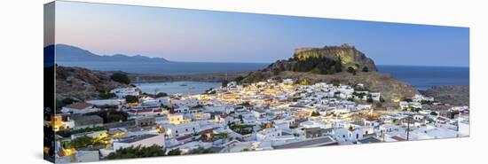 White Rooftops of Lindos with the Acropolis of Lindos, Rhodes, Dodecanese, Greek Islands, Greece-Chris Hepburn-Stretched Canvas