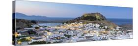 White Rooftops of Lindos with the Acropolis of Lindos, Rhodes, Dodecanese, Greek Islands, Greece-Chris Hepburn-Stretched Canvas