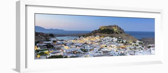 White Rooftops of Lindos with the Acropolis of Lindos, Rhodes, Dodecanese, Greek Islands, Greece-Chris Hepburn-Framed Photographic Print