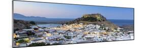 White Rooftops of Lindos with the Acropolis of Lindos, Rhodes, Dodecanese, Greek Islands, Greece-Chris Hepburn-Mounted Photographic Print