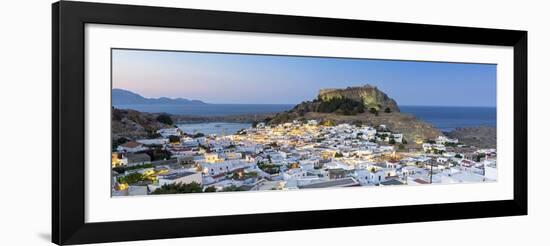 White Rooftops of Lindos with the Acropolis of Lindos, Rhodes, Dodecanese, Greek Islands, Greece-Chris Hepburn-Framed Photographic Print