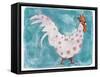 White Rooster with Red Socks-Maria Pietri Lalor-Framed Stretched Canvas