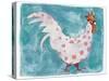 White Rooster with Red Socks-Maria Pietri Lalor-Stretched Canvas