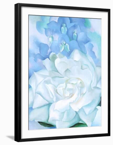 White Rose W/ Lakspur No.2-Georgia O'Keeffe-Framed Art Print