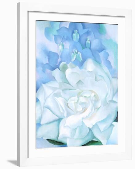 White Rose W/ Lakspur No.2-Georgia O'Keeffe-Framed Art Print