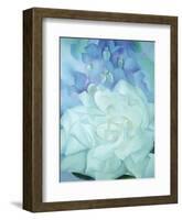 White Rose with Larkspur-Georgia O'Keeffe-Framed Art Print