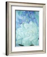 White Rose with Larkspur-Georgia O'Keeffe-Framed Art Print