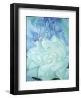 White Rose with Larkspur-Georgia O'Keeffe-Framed Art Print