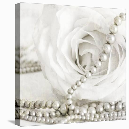 White Rose with Pearls-Tom Quartermaine-Stretched Canvas