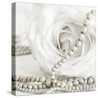 White Rose with Pearls-Tom Quartermaine-Stretched Canvas