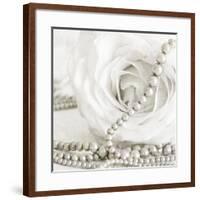 White Rose with Pearls-Tom Quartermaine-Framed Giclee Print