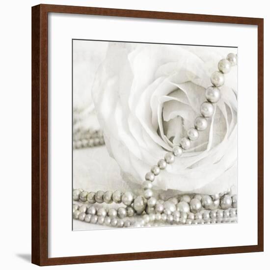 White Rose with Pearls-Tom Quartermaine-Framed Giclee Print