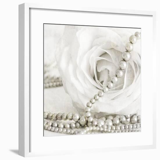 White Rose with Pearls-Tom Quartermaine-Framed Giclee Print