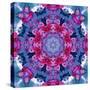 White Rose with Violet Blossoms Symmetric Ornament-Alaya Gadeh-Stretched Canvas