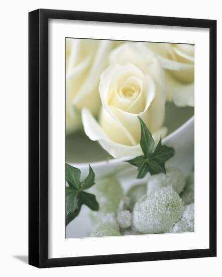 White Roses in a Bowl-Jean Cazals-Framed Photographic Print