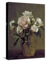 White Roses in a Glass Vase, 1875-Henri Fantin-Latour-Stretched Canvas