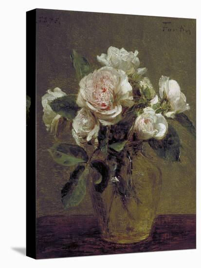 White Roses in a Glass Vase, 1875-Henri Fantin-Latour-Stretched Canvas