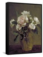 White Roses in a Glass Vase, 1875-Henri Fantin-Latour-Framed Stretched Canvas