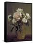 White Roses in a Glass Vase, 1875-Henri Fantin-Latour-Framed Stretched Canvas