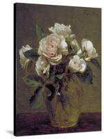 White Roses in a Glass Vase, 1875-Henri Fantin-Latour-Stretched Canvas