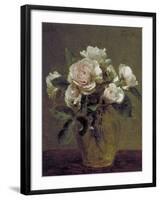 White Roses in a Glass Vase, 1875-Henri Fantin-Latour-Framed Giclee Print