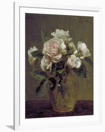 White Roses in a Glass Vase, 1875-Henri Fantin-Latour-Framed Giclee Print