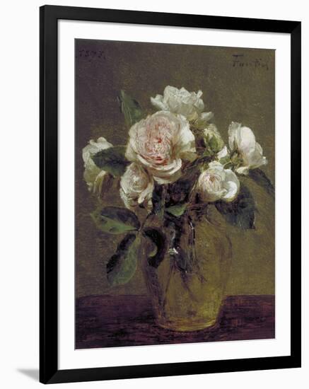 White Roses in a Glass Vase, 1875-Henri Fantin-Latour-Framed Giclee Print