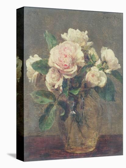 White Roses in a Glass Vase, 1875-Henri Fantin-Latour-Stretched Canvas