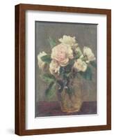 White Roses in a Glass Vase, 1875-Henri Fantin-Latour-Framed Giclee Print