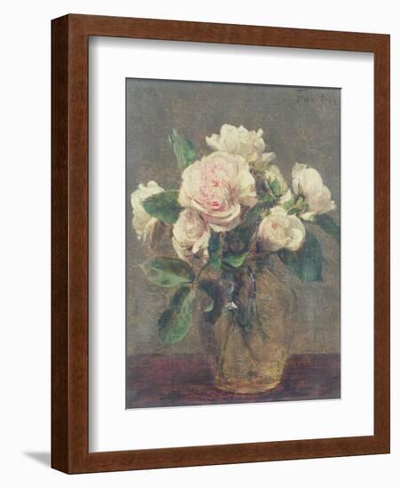 White Roses in a Glass Vase, 1875-Henri Fantin-Latour-Framed Giclee Print