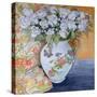 White Roses in a Patterned Jug, 2011-Joan Thewsey-Stretched Canvas