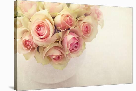 White Roses in a Vase-egal-Stretched Canvas