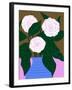 White Roses in Cobalt Vase-Tara Reed-Framed Art Print