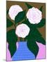 White Roses in Cobalt Vase-Tara Reed-Mounted Art Print