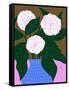 White Roses in Cobalt Vase-Tara Reed-Framed Stretched Canvas