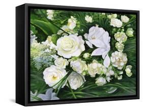 White Roses On A Green Background-balaikin2009-Framed Stretched Canvas