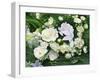 White Roses On A Green Background-balaikin2009-Framed Art Print