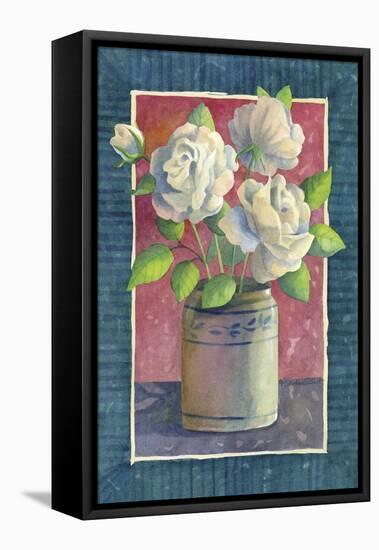 White Roses-Fiona Stokes-Gilbert-Framed Stretched Canvas