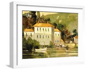 White Sail Boat, Como-Ted Goerschner-Framed Giclee Print