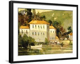 White Sail Boat, Como-Ted Goerschner-Framed Giclee Print