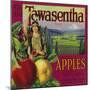 White Salmon, Washington - Tawasentha Apple Label-Lantern Press-Mounted Art Print