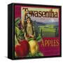 White Salmon, Washington - Tawasentha Apple Label-Lantern Press-Framed Stretched Canvas