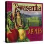 White Salmon, Washington - Tawasentha Apple Label-Lantern Press-Stretched Canvas