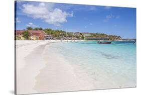 White Sand and Tourists Frame the Turquoise Caribbean Sea at Long Bay Beach, Antigua and Barbuda-Roberto Moiola-Stretched Canvas