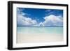 White sand and turquoise water in the beautiful lagoon of Funafuti, Tuvalu, South Pacific-Michael Runkel-Framed Photographic Print