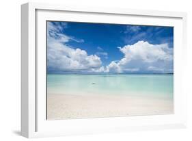 White sand and turquoise water in the beautiful lagoon of Funafuti, Tuvalu, South Pacific-Michael Runkel-Framed Photographic Print